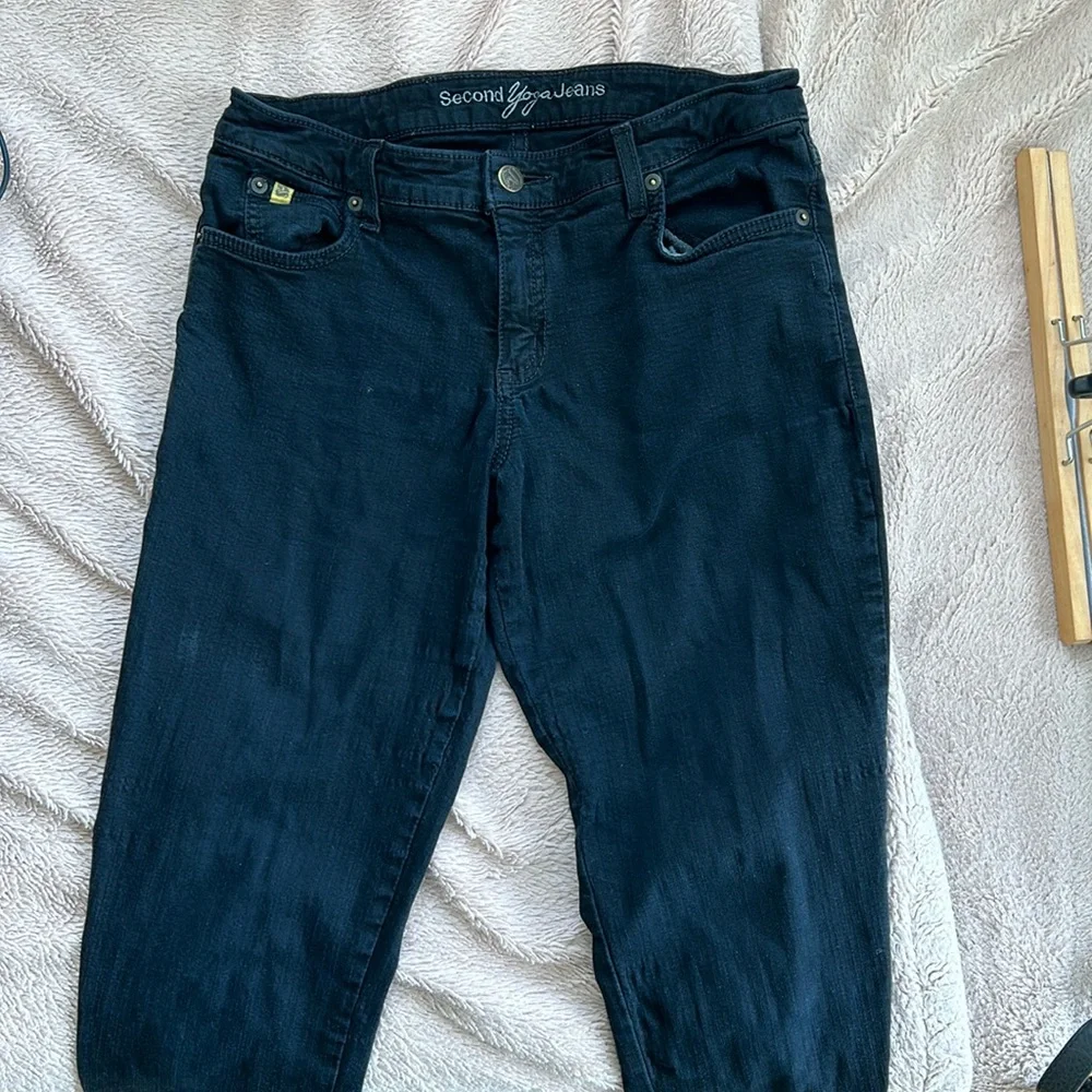 SECOND brand yoga jeans denim stretch black, light wear, size 27 - Picture 3 of 16